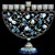 G-1014: Menorah, jeweled, blues, 7"