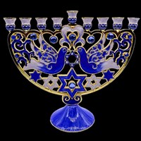 G-1015: Menorah 7" "Doves in Love" (blue)