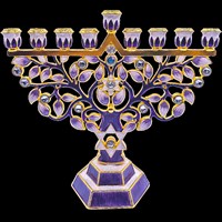 1020- Menorah 7.25" "Eitz Chaim" Purple