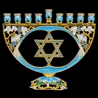 G-1023: Menorah, jeweled, star, 6.5"