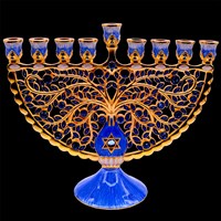 1024- Menorah, jeweled, 7.5"