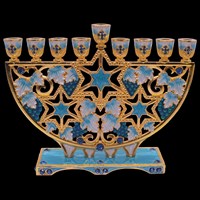 G-1028: Menorah, Grapes & Flowers