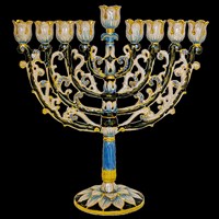 G-1033: Menorah, 7", "Tulips"