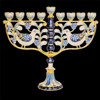 G-1034: Menorah, 7.25", Doves in Love