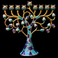 G-1042: Menorah, jeweled, 6.25", "Tree"