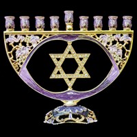 G-1045: Menorah, jeweled, 8"
