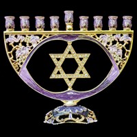 1045- Menorah, jeweled, 8"