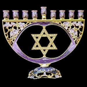 1045- Menorah, jeweled, 8"