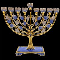 G-1054: Menorah, 6.5", "Daffodils"
