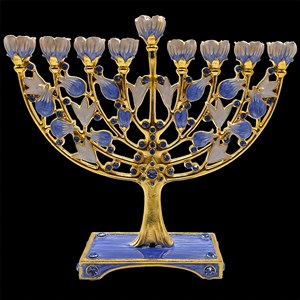 1054- Menorah, 6.5", "Daffodils"