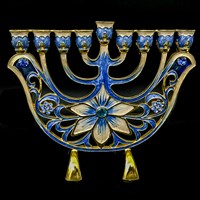G-1063: Menorah, jeweled  6.5"