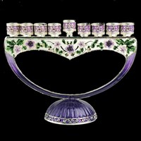 G-1078: Menorah, jeweled, 8"
