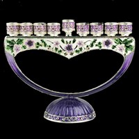 1078- Menorah, jeweled, 8"