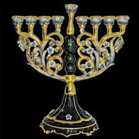 G-1080: Menorah, jeweled,  6.75"
