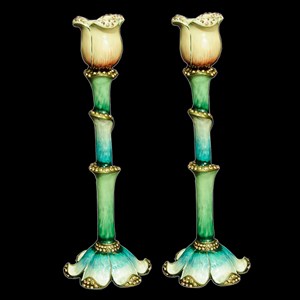 G-1152-PR: Candlesticks, 7", "Flowers", Pair