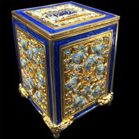 1186-B- Tzedaka Box - Larger, Blue