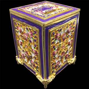 1186-D- Tzedaka Box - Larger, Purple/gold