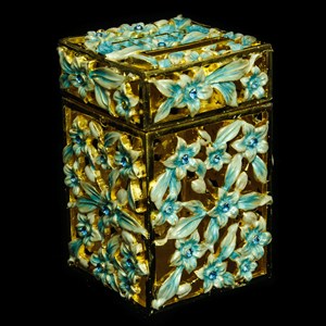 1188- Tzedaka Box - teal/gold