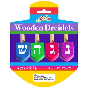 0119-C- Little Colored Wooden Dreidels (4)