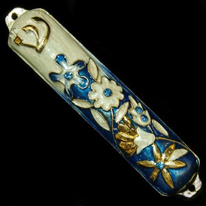 1254- Mezuzah Case, jeweled, small