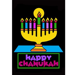 0430-M- Bulk Chanukah Velvet Art - Menorah