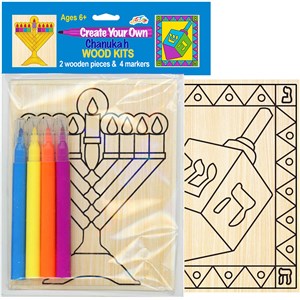547: Chanukah  Dreidel/Menorah Wood Coloring Kit