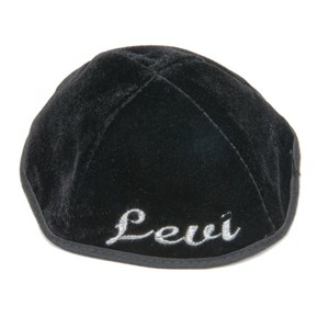 0789-C-BK-M- Kippah - Velvet,  Levi E, Black, Medium