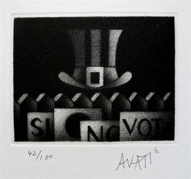 Mario Avati, French (1921 - 2009),  Mezzotint, Hat