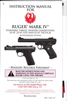 Factory Issued Ruger Instruction Manual - Mark IV Pistols - MKIV 2/2021 R5