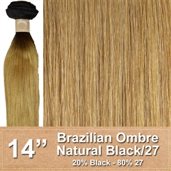 Brazilian Straight Ombre Human Hair Weft, Black/27 14 Inches 100g