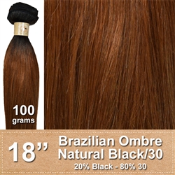 Brazilian Straight Ombre Human Hair Weft, Black/30 18 Inches 100g