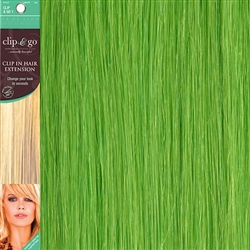 Clip and Go 1 High Heat Fiber Clip In Hair Extensions 18 Inches Lime Green