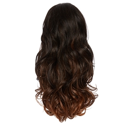 Balayage Ombre Three Quarter Hair Piece Curly Darkest Brown and Cinnamon