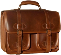 Oversized Scholar 3 Compartment w/pockets leather briefcase
