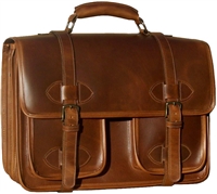 Oversized Scholar leather laptop w/pockets briefcase