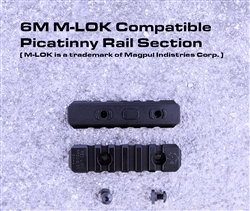6 Slot M-LOK Compatible Picatinny Rail Section w/ 2 screws and nuts