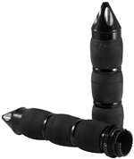 Avon Grips Metric Cruiser Grips with Billet Spiked End Caps and Rings - Air Cushioned Spike - Black Anodized