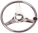 Steering Wheel w/Knob, Stainless Steel, 13-1/2"