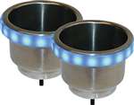 Two S.S. Cup Holders w/LED Bezels - Sea Tow