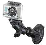 RAM Mounts Twist Lock Suction Cup Mount with Short double Socket Arm & 1in. Ball with Custom GoPro Hero Adapter