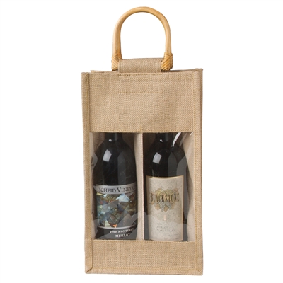 Jute Vino-Sack, Two Bottle, with Window