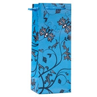 Wine Gift Bag, Teal/Black Floral