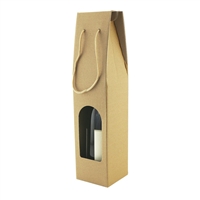 Bottle Box w/Window Kraft, 1-Bottle