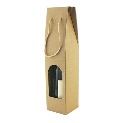 Bottle Box w/Window Kraft, 1-Bottle