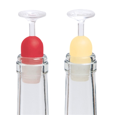 Wine Stem Red & White Stoppers, Set of 2