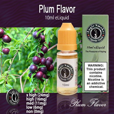 10ml bottle of Plum flavored e-liquid from LogicSmoke, available in 5 nicotine levels. Perfect for vapers looking for a juicy and sweet flavor.