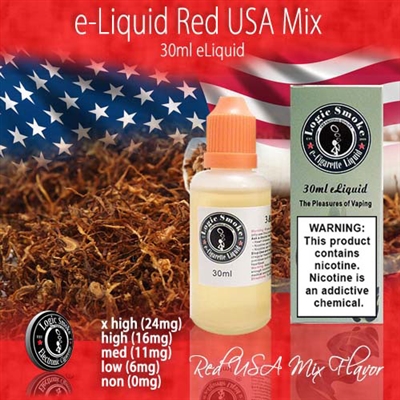 Red USA Mix Vape Liquid Bottle - Authentic Tobacco Flavor