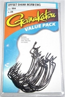 GAMAKATSU OFFSET SHANK WORM EWG  #584- 25 HOOKS