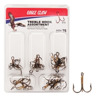 EAGLE CLAW TREBLE HOOK ASSORTMENT- 25 PIECES #610H