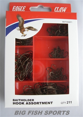 EAGLE CLAW BAITHOLDER HOOK ASSORTMENT- 211 PIECES #BAITHASST1